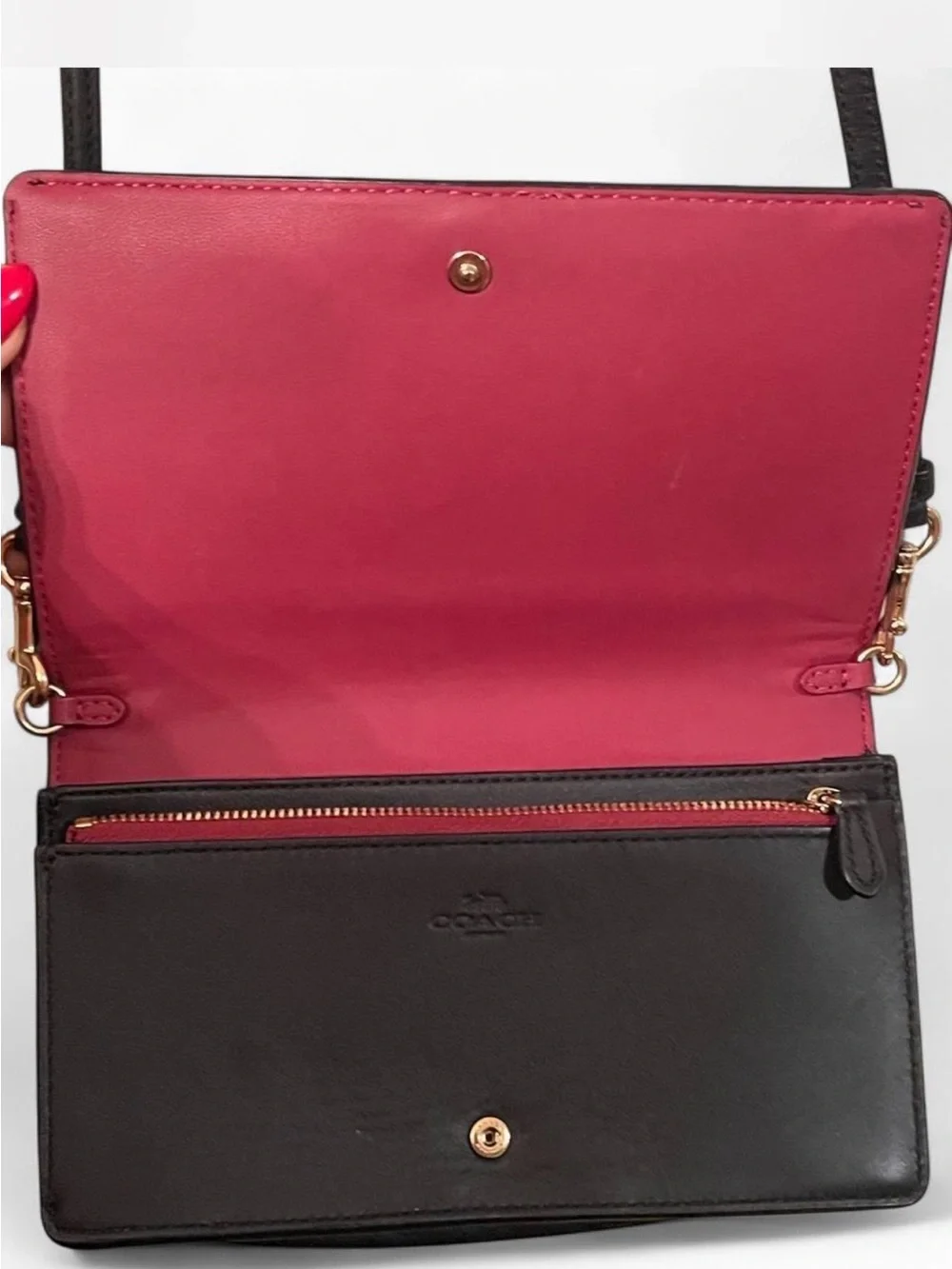 COACH Anna Foldover Clutch Crossbody Signature Jacquard Stripe C5884 NWOT
